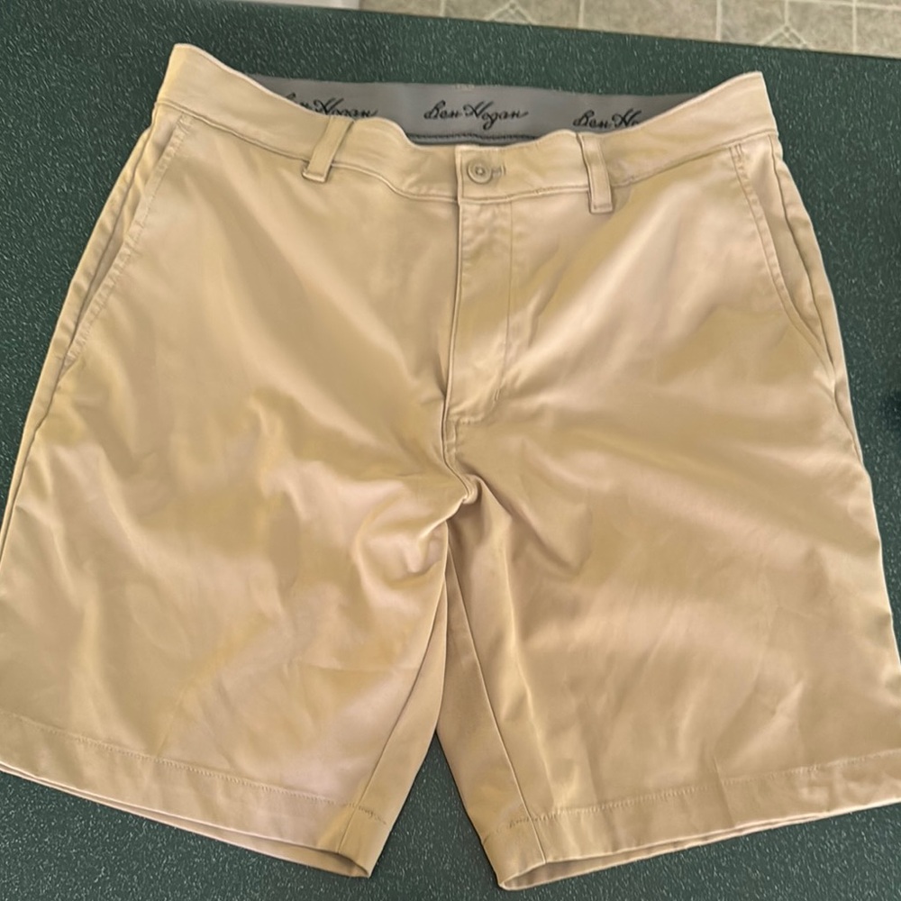 Hogan Tan Flat Front Shorts Classic Design